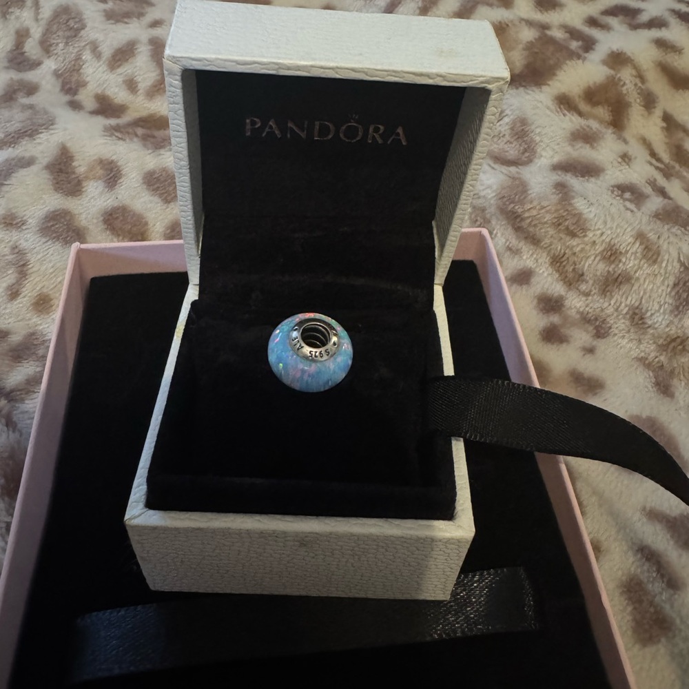 Pandora Blue-Teal Opalescent Charm
